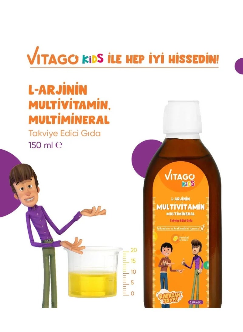 VITAGO Kids L-Arginine Growth Syrup to Increase Height and Multivitamin for Boys - 150ml - Image 2